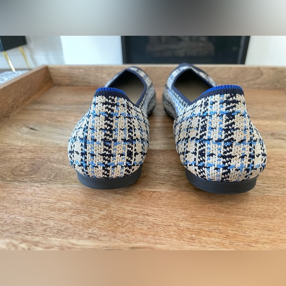 Rothys Point ll Navy Plaid Argyle Tweed Ballet Flats Size 10 - Picture 3 of 9